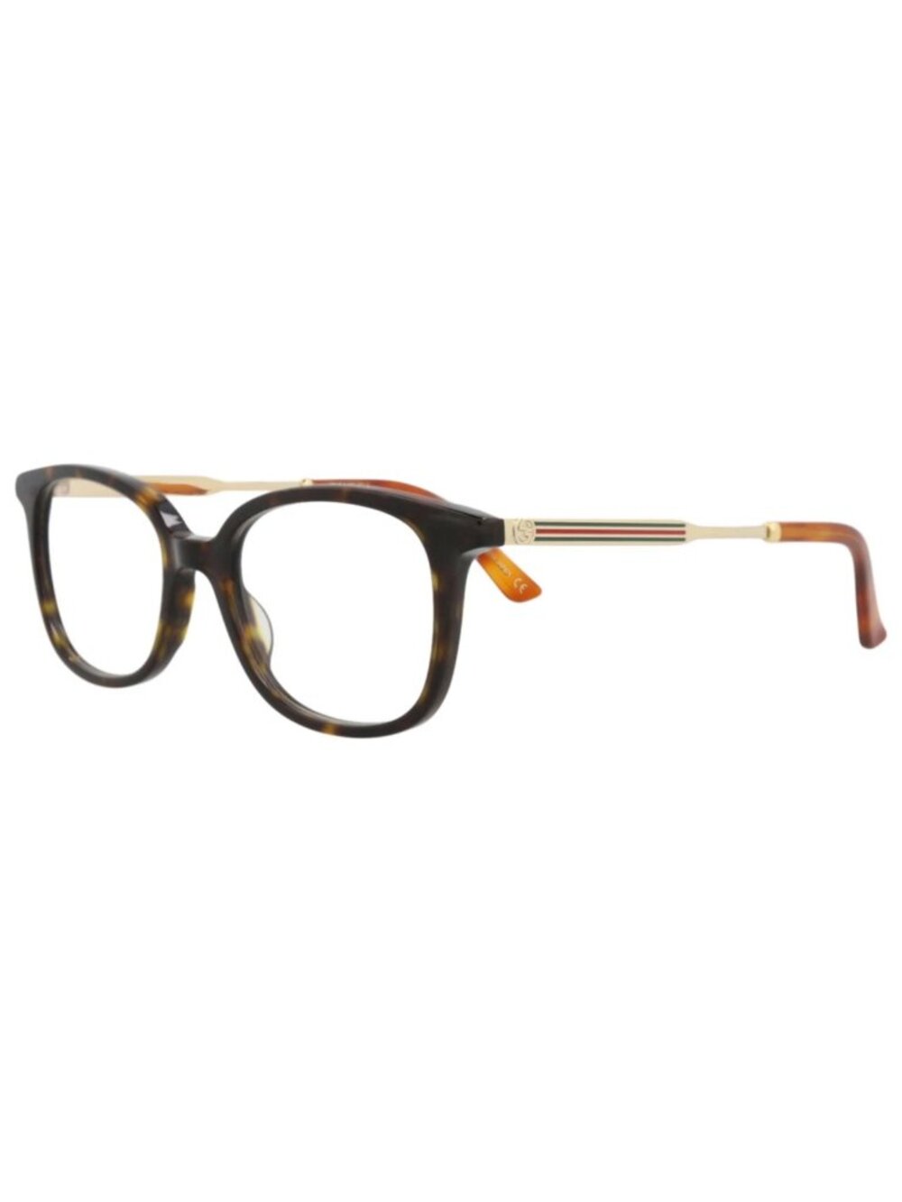 New Gucci Women's Eyeglasses Square Rectangle Acetate Frame Havana Gold